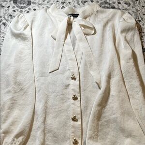 Elegant Cream Blouse with Bow Tie